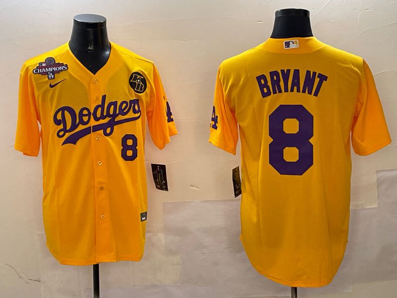 Men Los Angeles Dodgers 8 Bryant Yellow Game 2025 Nike MLB Jersey style 4